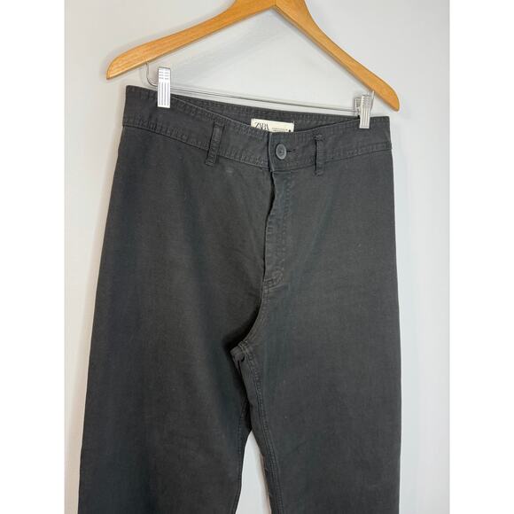 ZARA High Waist Marine Straight Jeans High Rise Stretch Women's 12 - Picture 3 of 9